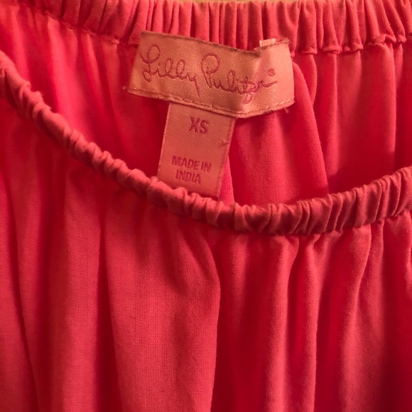 Lilly Pulitzer/XS/ Enna Off-Shoulder Top, Pink & white pom pom trim, 3/4 sleeves - Picture 3 of 6